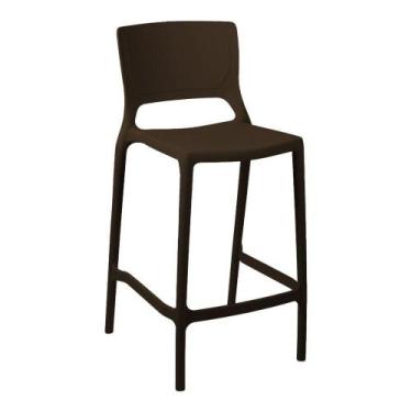 Imagem de Banqueta Alta Cozinha Marrom Café Empilhável Urano Em Polipropileno Ac