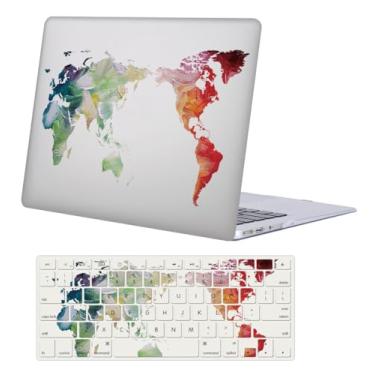 Imagem de Capa para laptop compatível com MacBook Air 13 polegadas 2020 2019 2018 versão M1 A2337 A2179 A1932 com tela retina e Touch ID, capa rígida de plástico e capa de teclado, mapa