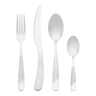 Imagem de Generic Conjunto de talheres de aço inoxidável com 4 peças, conjunto de talheres polidos espelhados com faca, conjunto de utensílios de mesa para cozinha, 4 peças, prata