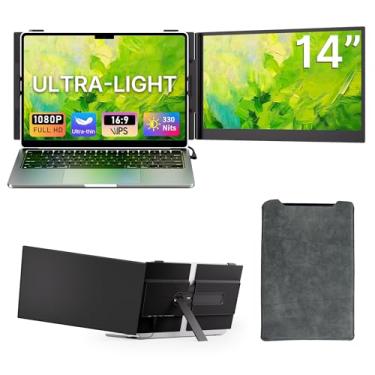 Imagem de Extensor de tela para laptop – Monitor de viagem ultrafino e leve de 14 polegadas para laptop FHD 1080p portátil, segundo monitor, tela IPS Plug & Play para Mac, Windows, Android, iOS
