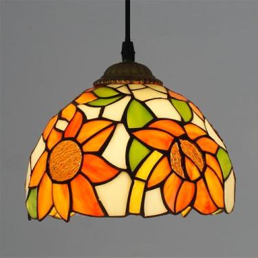 Imagem de Luminária pendente contemporânea de vidro colorido com LED, estilo retrô americano, ideal para sala de estar, restaurante, quarto, casa de campo, hotel, corredor, café ou bar (Estilo 20 D20C