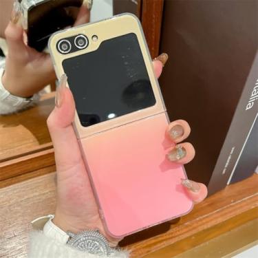 Imagem de Capa para Galaxy Z Flip5, capa rosa fofa com alça de mão e laço, capa rígida (apenas para Galaxy Z Flip5)