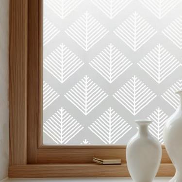 Imagem de OHTMERU Película de privacidade para janela decorativa para porta da frente, adesivo de vitral de aderência estática de banheiro, opaco, controle de calor, bloqueio UV, não adesivo para janelas
