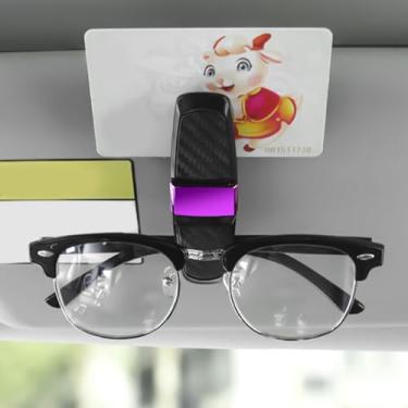 Imagem de Pacote com 2 suportes de óculos de sol para viseira de carro - Suporte para óculos de sol com clipe de cartão de bilhete