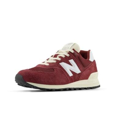Imagem de New Balance Tênis universitário unissex adulto 574 V2 de camurça, Púrpura clássica/branco/angorá, 9.5 Wide Women/8 Men