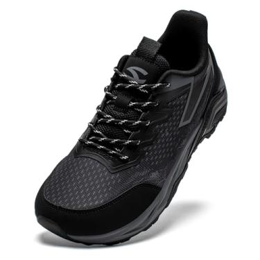 Imagem de HOBIBEAR Tênis masculino de trilha para trilhas, ajuste amplo, leve, cano baixo, respirável para caminhadas, caminhadas e aventuras ao ar livre, Preto, 8.5 Wide