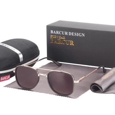 Imagem de Óculos Escuro Quadrados Polarizados Unissex Proteção Solar Uv 400 Dourado