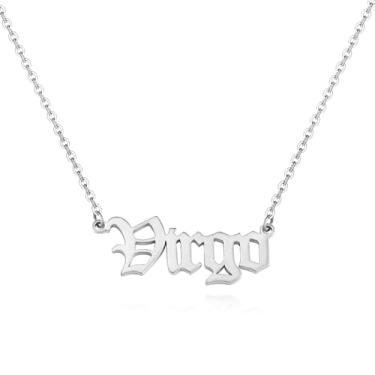 Imagem de Colar feminino com 12 constelações, banhado a prata, pingente de nome de constelação, de aço inoxidável, One size, Metal, Sem Pedra Preciosa