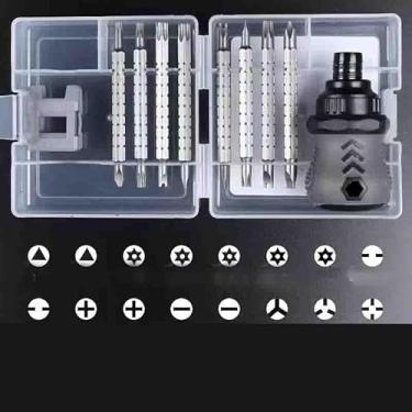 Imagem de Conjunto de chaves de fenda de precisão - kit de ferramentas de reparo magnético profissional para telefone, computador, relógio, laptop, óculos, eletrônico, catraca 18 em 1