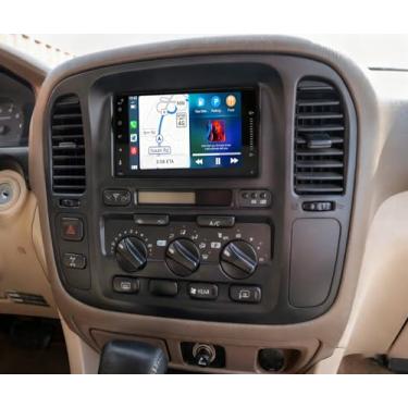 Imagem de Estéreo automotivo 4G + 64G Double Din para Toyota Land Cruiser 100 1998-2007 7 polegadas Android 13 sem fio Carplay Android Auto Radio GPS Sat Nav Head Unit com Bluetooth WiFi FM/RDS Backup Camera