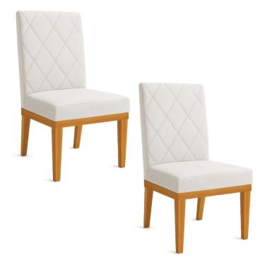 Imagem de Kit 02 Cadeiras De Jantar Estofada Siena Linho Base De Madeira Castanho - Pallazio Cor Grafite