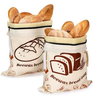 Imagem de ANPHSIN 2 sacos de pão de cera de abelha natural para pão caseiro – armazenamento de pão de fermento reutilizável, envoltórios de cera de abelha para manter os alimentos frescos, presentes para