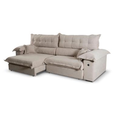 Imagem de Sofá 4 Lugares Retrátil e Reclinável com USB Absoluto Linho Bege