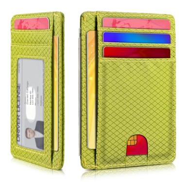 Imagem de Carteira minimalista para homens e mulheres, bolso frontal fino para viagem, bloqueio RFID, carteira de nylon resistente à água para identidade e dinheiro, Amarelo brilhante, Minimalista