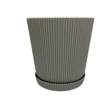 Imagem de Kit 1 3 5 Peças Vaso de Flor Cachepô Decorativo com Bandeja em Plástico – Estilo Nórdico para Sala Quarto e Escritório (cinza,GRANDE 5 peças)