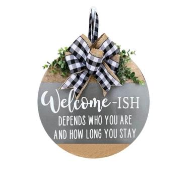 Imagem de Naroote Sinal de Boas-vindas de Madeira para Decoração de Varanda Frontal, Cabide de Porta de Boas-vindas Esculpido Em 3D de Com Fitas de Treliça de Búfalo, Eucalipto, Casa Perfeita, Jardim, Bar, Decoração de Festa (2 #51)