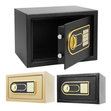 Imagem de Cofre Digital Senha Eletrônico Segredo Chave Aço 31x20x20cm (Dourado)