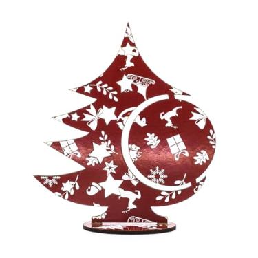 Imagem de Kit 10 Mini Árvores de Natal MDF 3mm Adesivadas com Base Decorativa Cores Variadas Mesa e Lembrancinhas (VERMELHO)