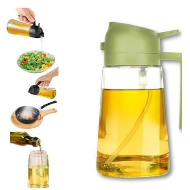 Imagem de Borrifador e Dosador 2 em 1 para Azeite e Óleo 470 ml Galheteiro de Vidro Premium com Controle de Dose e Spray para Cozinha, Airfryer, Saladas e Churrasco Prático, Econômico e Sem Resíduos (Verde)