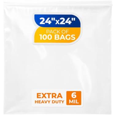 Imagem de Paclord Sacos médios de 61 cm x 61 cm, 6 mil (pacote com 100) – Sacos plásticos reutilizáveis resistentes – transparentes, resseláveis, à prova d'água – para armazenar e organizar roupas, joias e