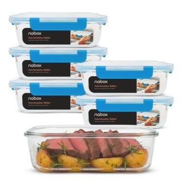 Imagem de Conjunto 6 Potes Vidro Hermético Super Travas 1520ml Grande - U4HOME, 