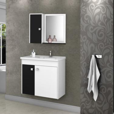 Imagem de Conj Gabinete Munique 2074286 Banheiro Branco Preto Fosco