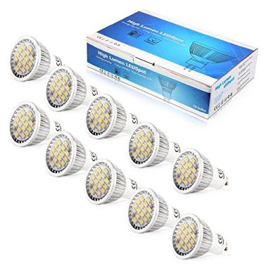 Imagem de Lâmpadas LED GU10, lâmpadas de halogêneo Equivalentes de 5 W ELINKUME, lâmpada de economia de energia de 510 LM, sem cintilação, material de alumínio, ângulo de feixe de 120°, branco quente 3000K, CA 110V, 10 pacotes