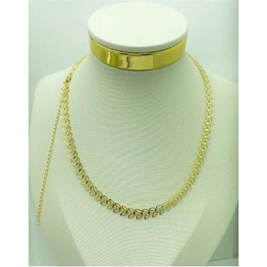 Imagem de Colar Flecha com Extensora - 40cm - Banho Ouro 2 Milésimos com Verniz 