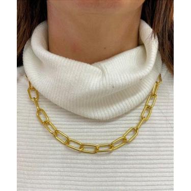 Imagem de Colar Corrente Cadeado Banho Ouro 70cm - 1 Unidade - no-brand