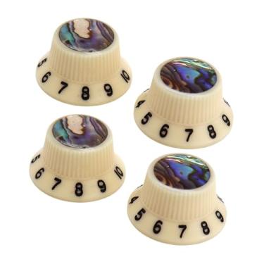 Imagem de Dynwave Conjunto de 4 Botões Giratórios para Guitarra, Resistentes ao Desgaste, Decorativos e Modernos, com Controle de Volume e Tom para Acessórios de Baixo, Letra Amarela Preta