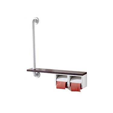 Imagem de Barra de apoio de segurança para chuveiro montada na parede, toalheiro em forma de L sem barreiras, caixa de papel higiênico, suporte duplo de papel toalha