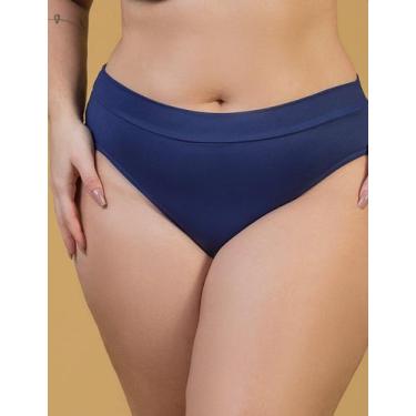Imagem de Calcinha Biquíni Sunquíni Cós Alto Liso - Cor de Cacau, P, Azul marinh