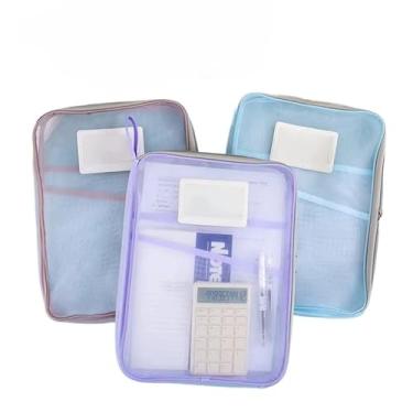 Imagem de Pasta Arquivo Transparente Com Zíper E Divisórias De Malha Nylon Boa Capacidade Portátil(Aleatório)