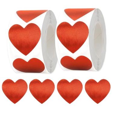 Imagem de Adesivos de coração, 1000 peças adesivos autoadesivos de coração vermelho para dia dos namorados, adesivo em forma de coração de 2,5 cm para crianças, envelope de sala de aula, aniversário, casamento