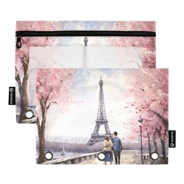 Imagem de Wassud Romatic Torre Eiffel Pacote com 2 Pastas de Fichário Pastas de Bolso com 3 Furos, Pasta Organizadora de Fichários para Casa, Escritório