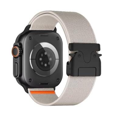 Imagem de Pulseira de nylon com fecho de Aço Conector Preto ou pata marca 123smart compativel com iWatch Ultra 1 2 E 3 Iwatch Serie 11 10 9 8 7 6 5 4 3 2 1 Se 44mm 45mm 46mm 49mm (Starlight, Conector Preto)