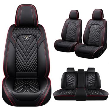 Imagem de Capas de assento de carro adequadas para GMC Yukon 2000-2025, capa de assento de couro napa antiderrapante, compatível com airbag, protetor de assento de carro esportivo interior premium (padrão 5