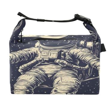 Imagem de STAYTOP Lancheira astronauta desenhada à mão com fivela de alça, lancheira isolada para meninos e meninas, lancheira térmica para trabalho escolar