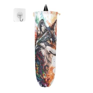 Imagem de xigua Suporte de parede para saco de plástico Wolf com cordão, pacote com 2, organizador de sacolas de compras reutilizáveis para bolsas, meias, roupas íntimas e gravatas