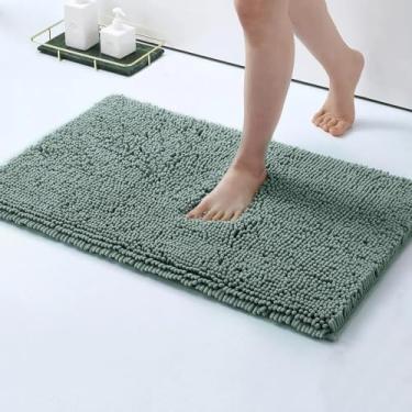 Imagem de Kit Tapete de Banheiro Bolinha Macarrão Antiderrapante 40x60cm - Microfibra Super Absorvente(2 Unidades,Verde)