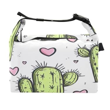 Imagem de STAYTOP Lancheira fofa de cacto com fivela de alça, lancheira isolada para meninos e meninas, lancheira térmica para trabalho escolar