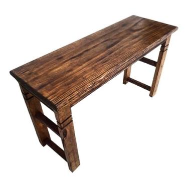 Imagem de banquinho de madeira maciça resistente envernizado cor cerejeira banco de madeira para Sala, Quarto e Entrada(Verniz cor cerejeira/freijó)