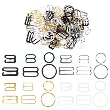 Imagem de 120 peças de ganchos de alça de sutiã de substituição para costura biquíni frente única clipes de maiô de metal clipes de ajuste de fecho de sutiã deslizante anéis de alça para vestido deslizante