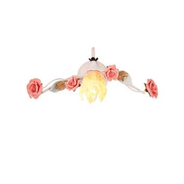 Imagem de Espelho de banheiro com iluminação frontal estilo campestre, luminária de maquiagem floral europeia, arandela para espelho de banheiro, 1 lâmpada.