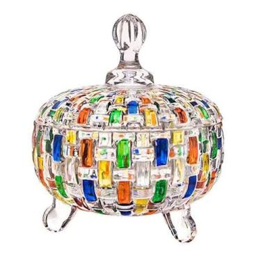 Imagem de TOPINCN Frasco de Doces Com Tampas, Textura Pintada à Mão, Recipiente de Vidro Multicolorido, Tigela de Doces, Armazenamento de Alimentos para Nozes, Biscoitos, Chocolate, Grãos de café (Deixe 16)