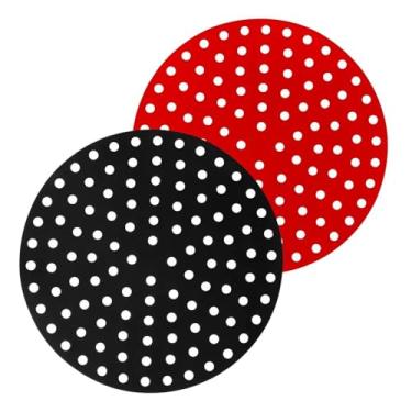 Imagem de Tapete de Silicone para Airfryer, Redondo 20cm, Preto e Vermelho, Resistente até 200°C, Antiaderente, Livre de BPA, Protetor para Cesto