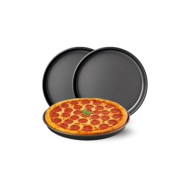 Imagem de Forma de Pizza Antiaderente, Aço Carbono, 36cm Diâmetro, Preta, Assadeira para Forno