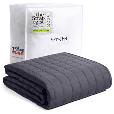 Imagem de Cobertor Pesado YnM, Adultos, Esferas de Vidro Refrescantes, Todas as Estações, Solteiro (50 kg), Cinza Escuro, 5,4 kg, Tamanho Queen, 1,52 x 2,03 m