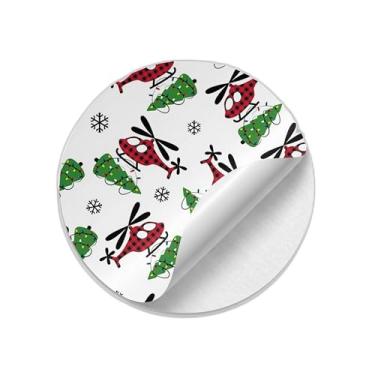Imagem de Adesivos Redondos Natalinos 25 Unidades Com Estampa Helicóptero de Natal - Tamanho 30x30cm