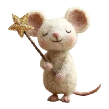 Imagem de Ｂｅｓｇａ Ratinhos de feltro feitos à mão com estrela, enfeites criativos de Natal em miniatura para ambientes internos, estatueta encantadora para quarto, Style C